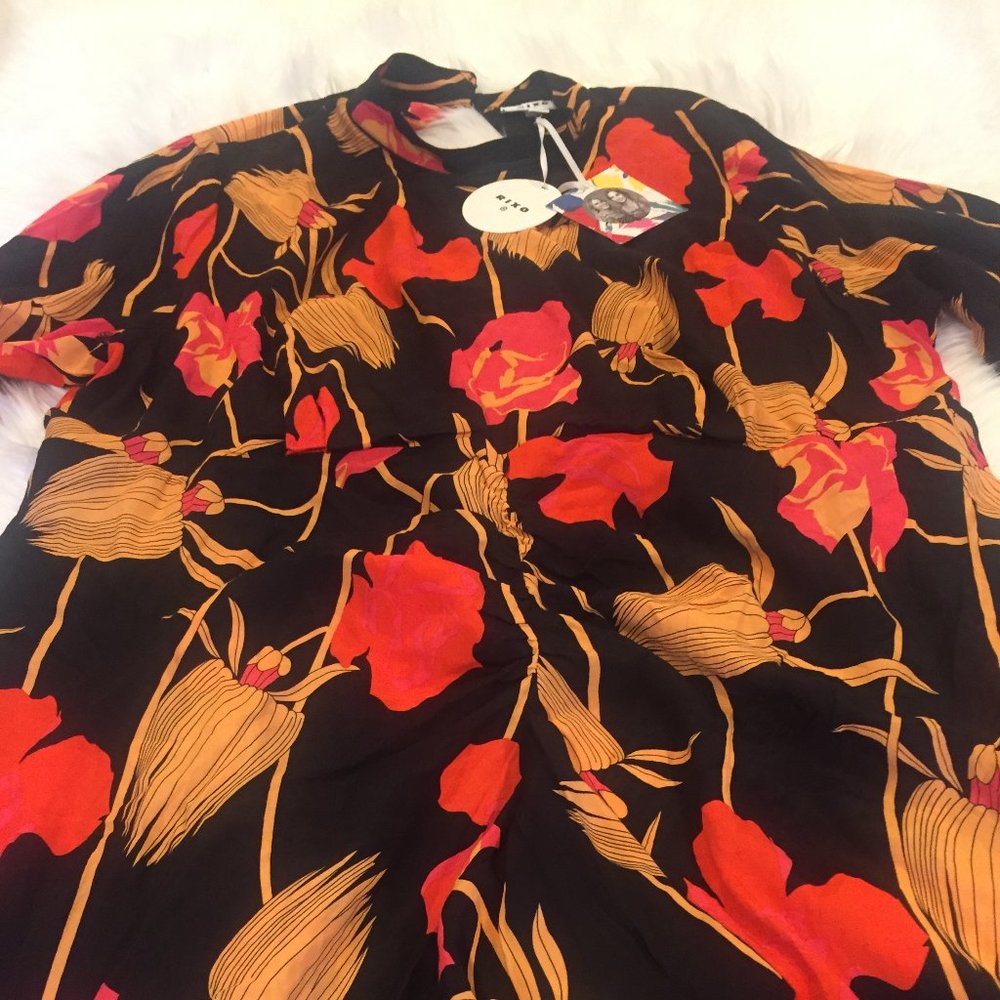 Floral Open Back Cascade Ruffle Dress - Picture 3 of 5